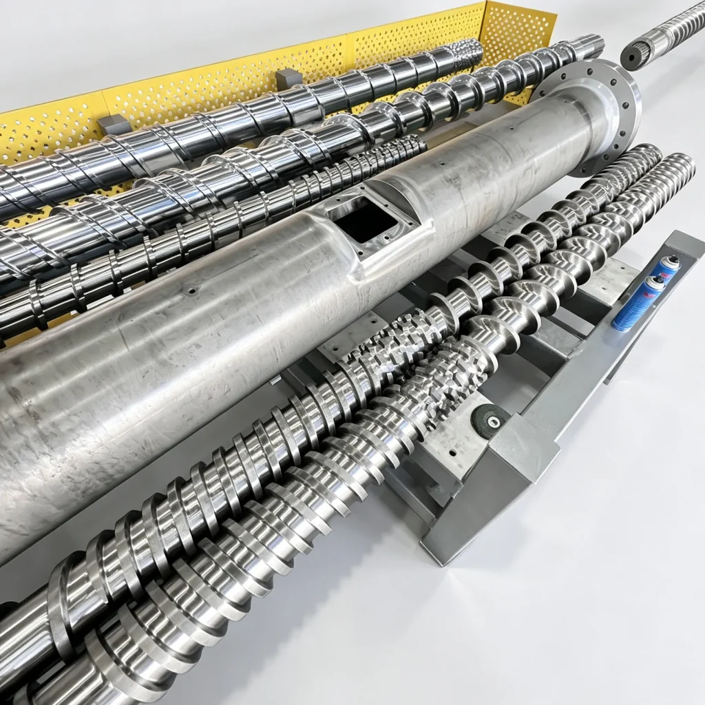 High Output Screw Barrel with Tungsten Carbide Coating for Recycling Machinery
